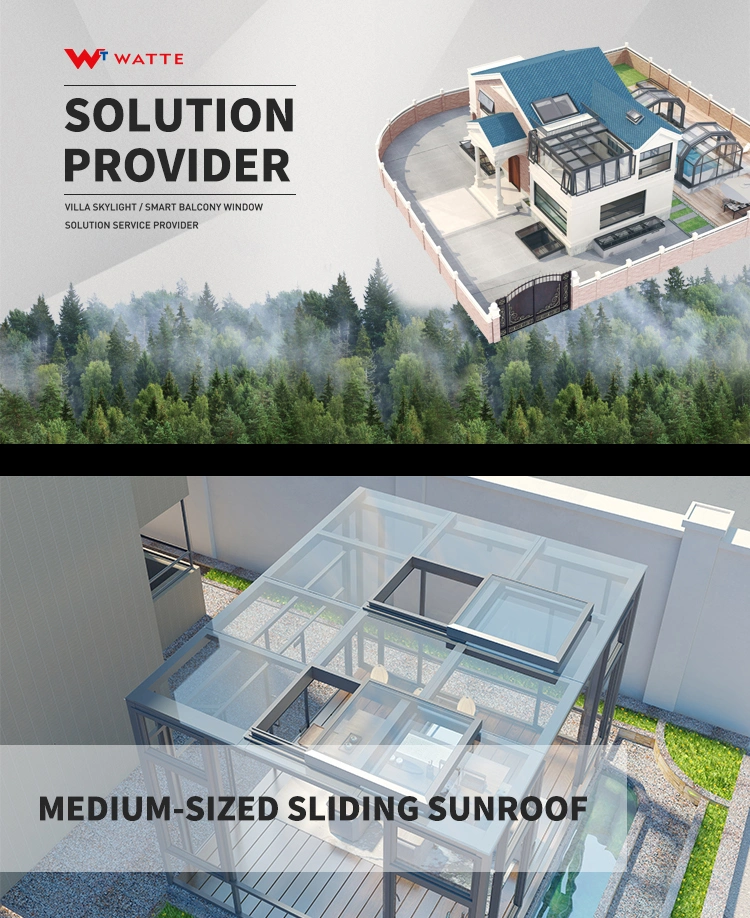 Freestanding Front Garden Sunroom Large Aluminium Alloy Solid Patio Roof Trackless Sliding LED Skylight